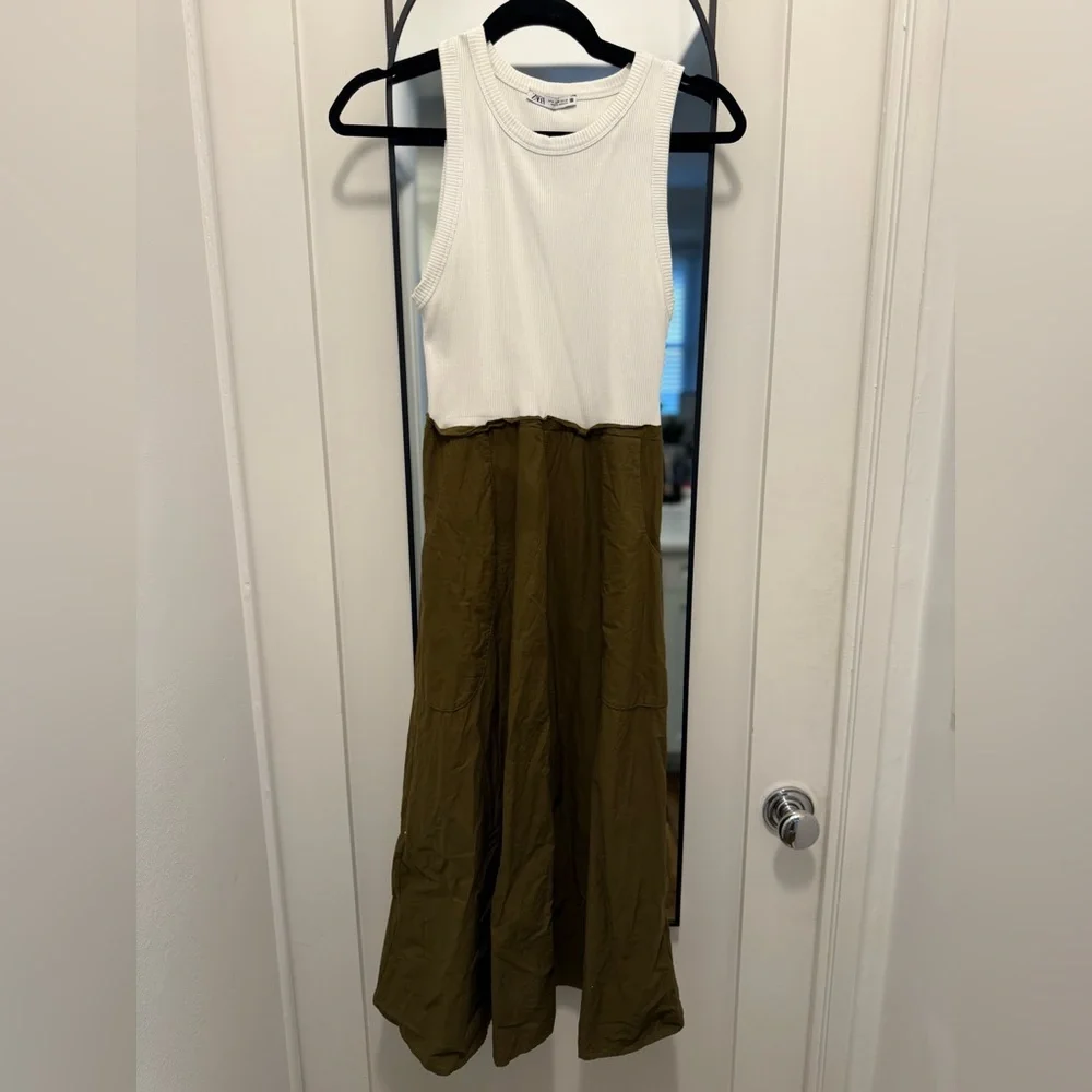 Zara Cargo Effect Contrast Midi Dress - Picture 4 of 4